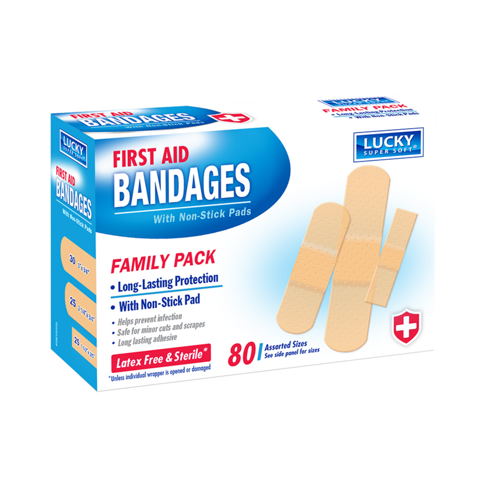 Lucky First Aid Bandages Assorted 24/80ct