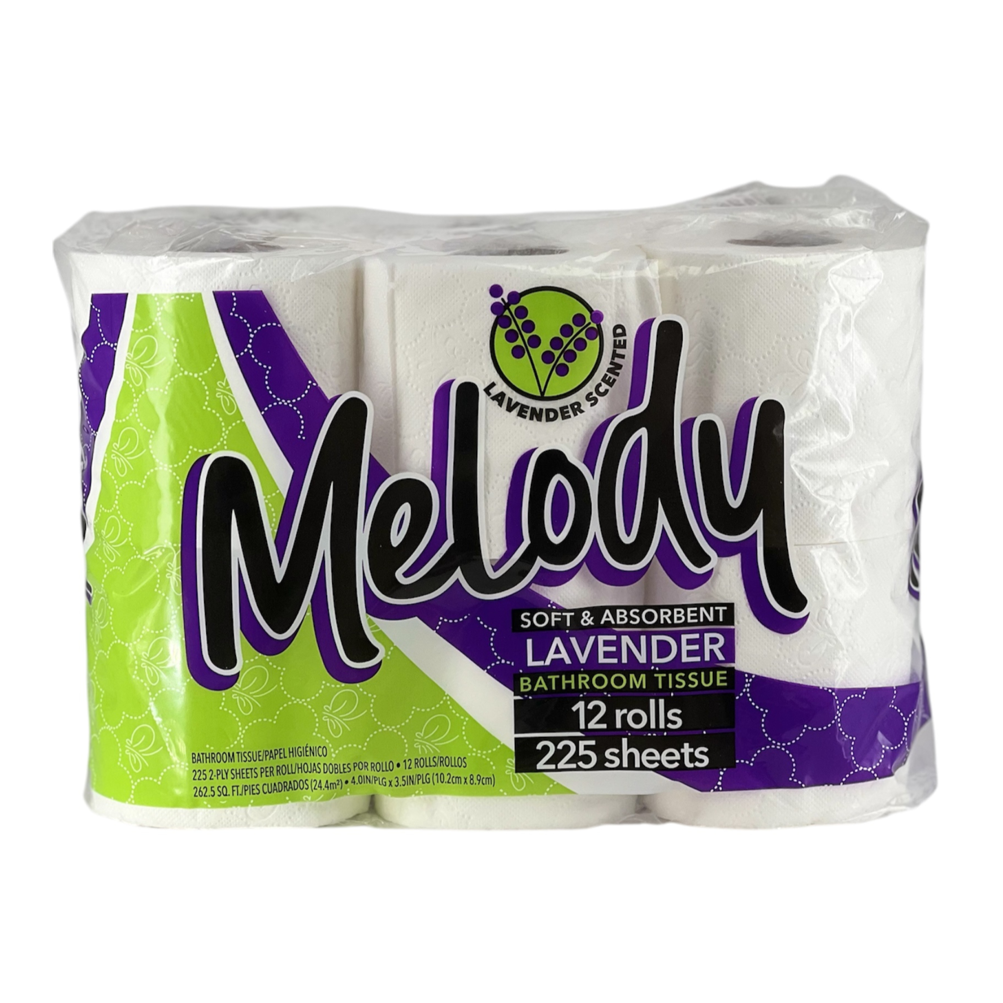 Melody Bathroom Tissue Lavender 4/12ct