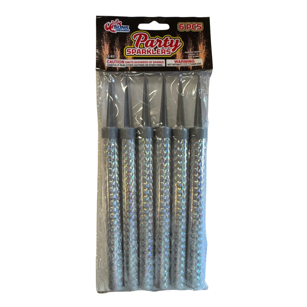 Party Candles Sparkling Silver 6/6ct