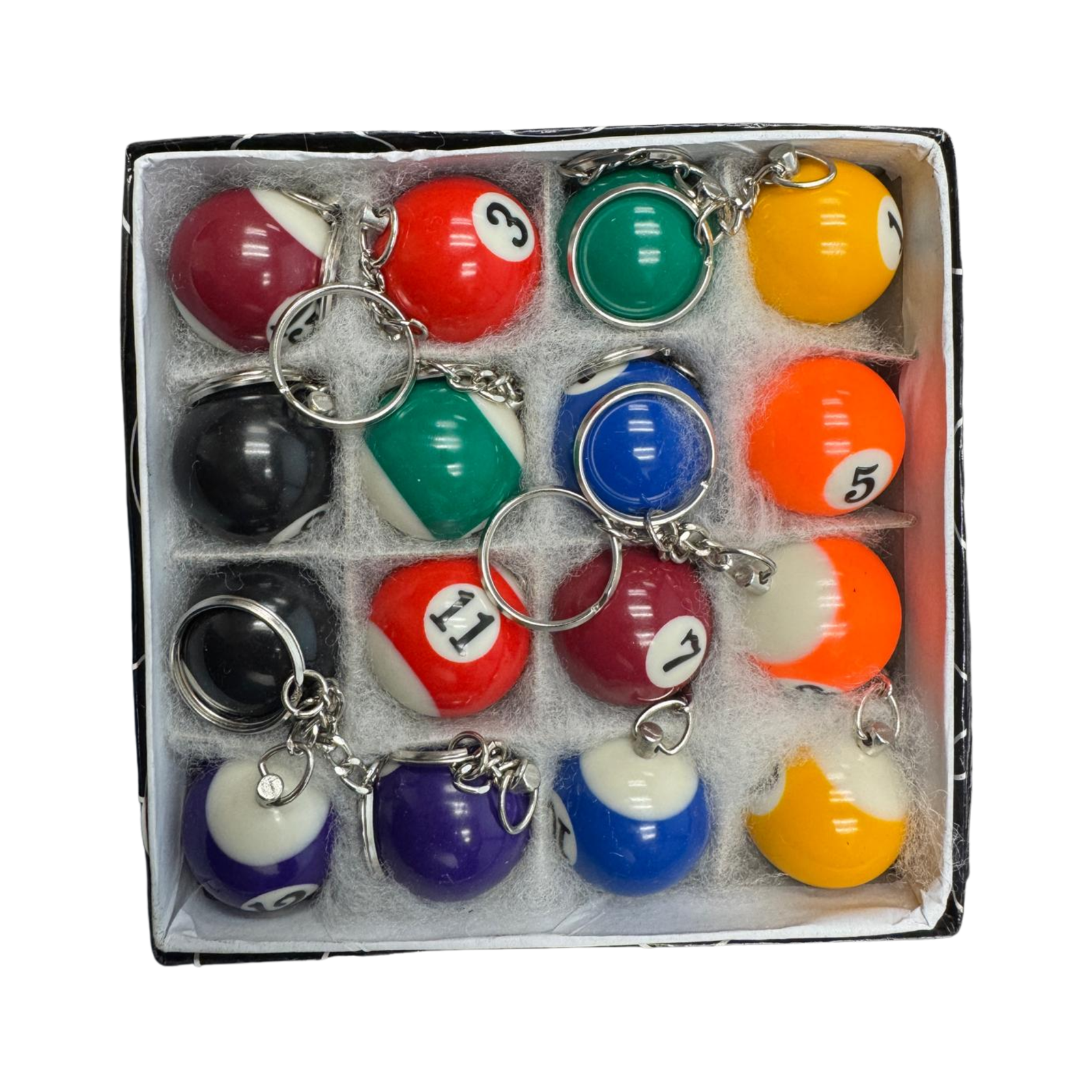 Pool Ball Mix Color Keychain 16/1ct