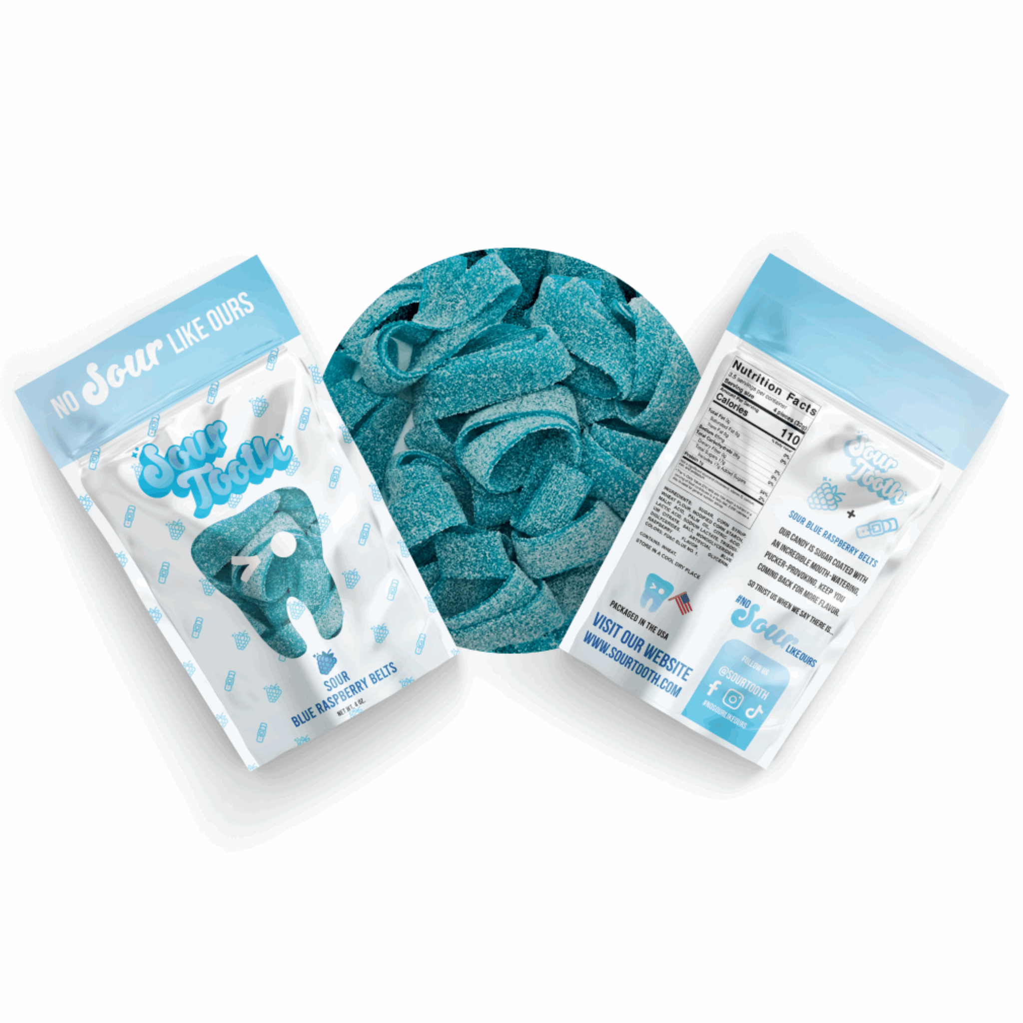 Sour Tooth Blue Raspberry Belts 12/4oz