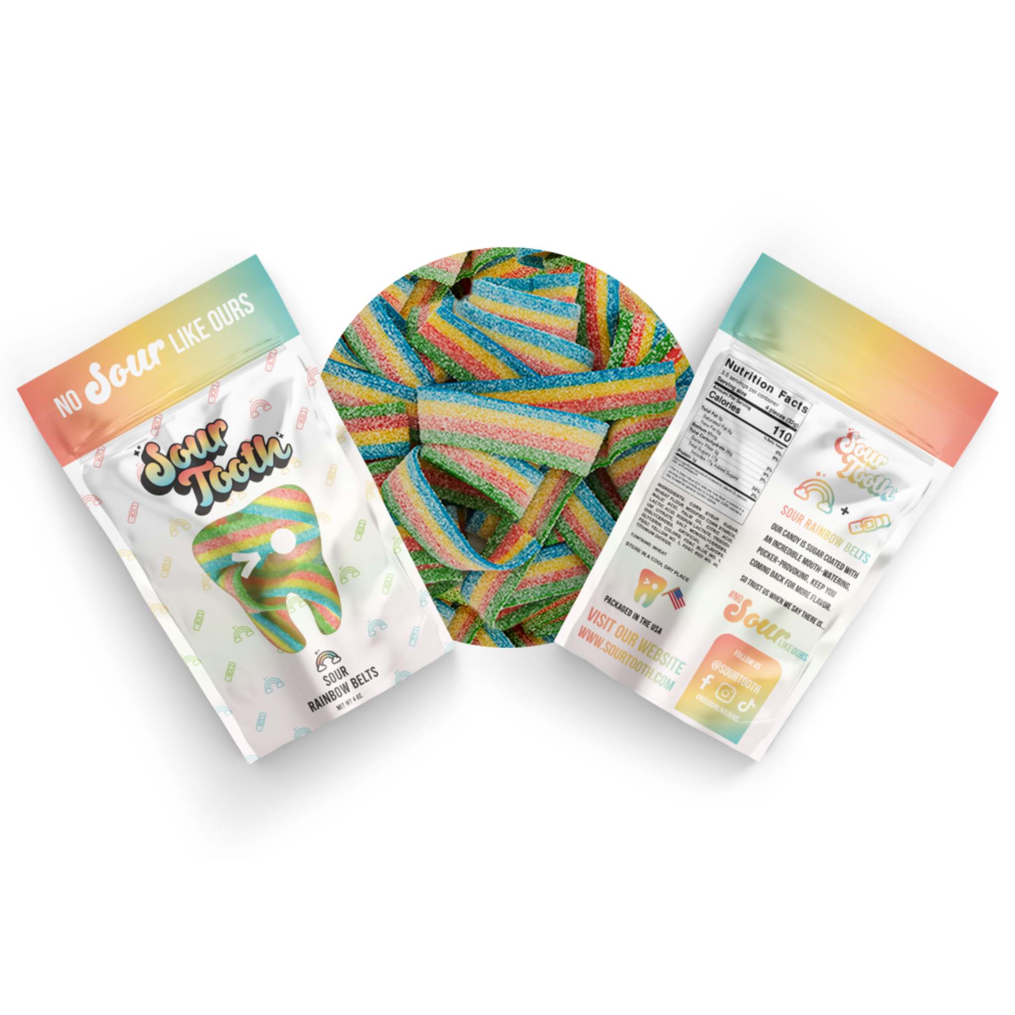 Sour Tooth Rainbow Belts 12/4oz