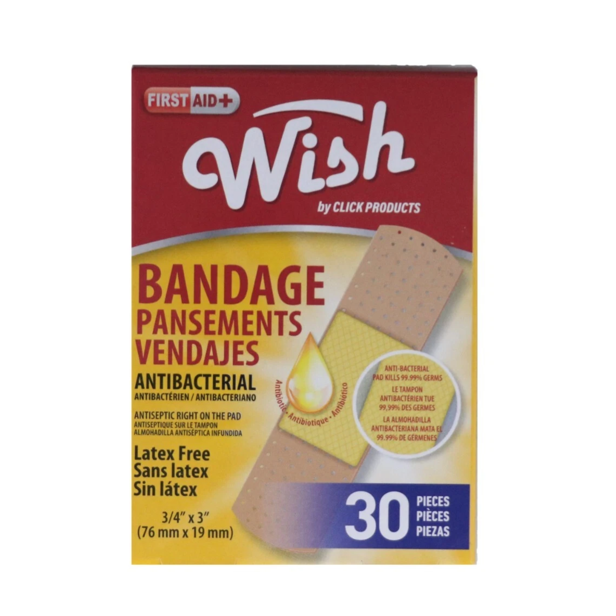 Wish Bandage Antibacterial 12/30ct