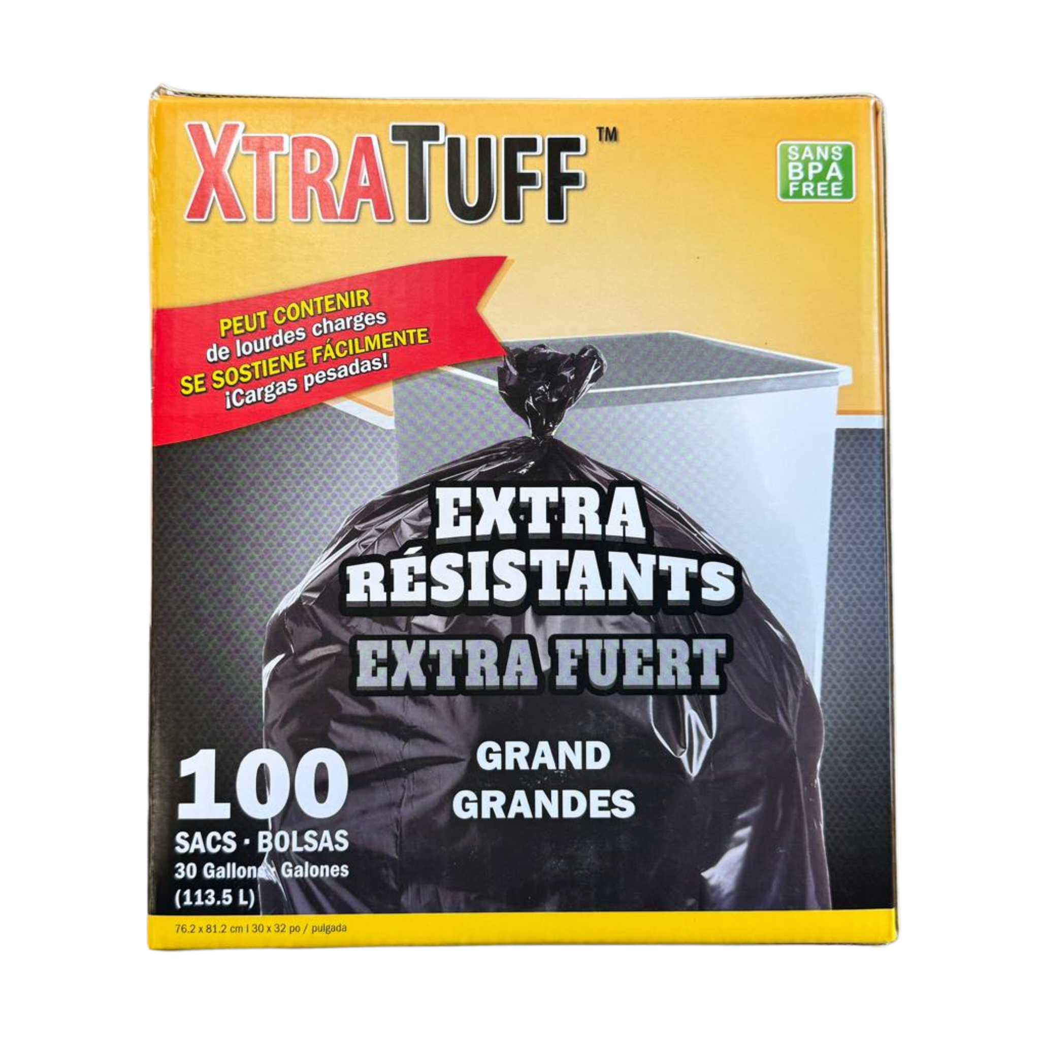 XtraTuff Trash Bags Large Strong 1/100ct/30 Gal
