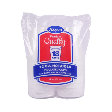 Axxion Foam Cups 18/18ct/12oz
