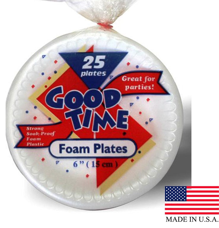 Good Time Foam Plates 6" 30/25ct