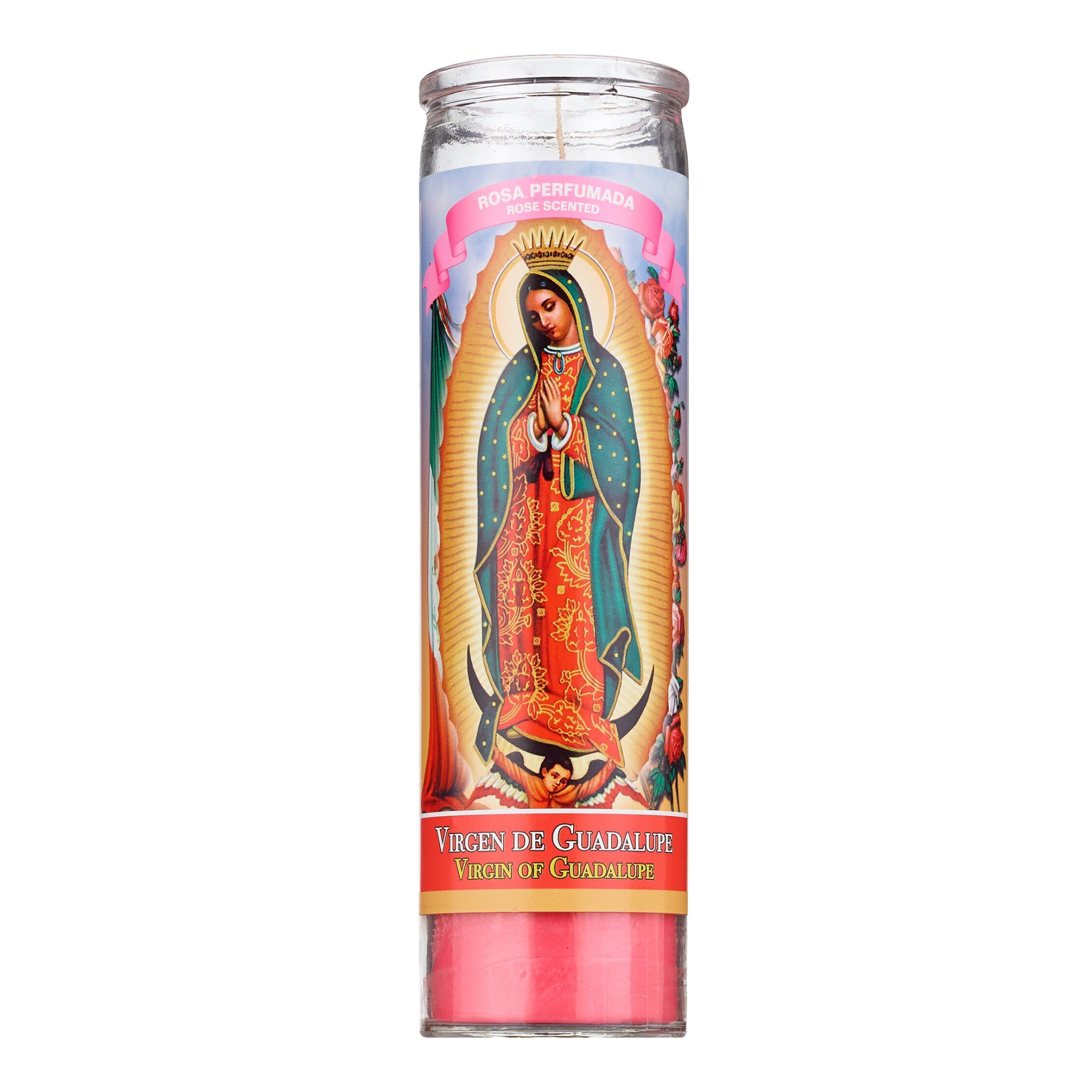 Religious Candle Virgen De Gualupe (Pink) 12/1ct