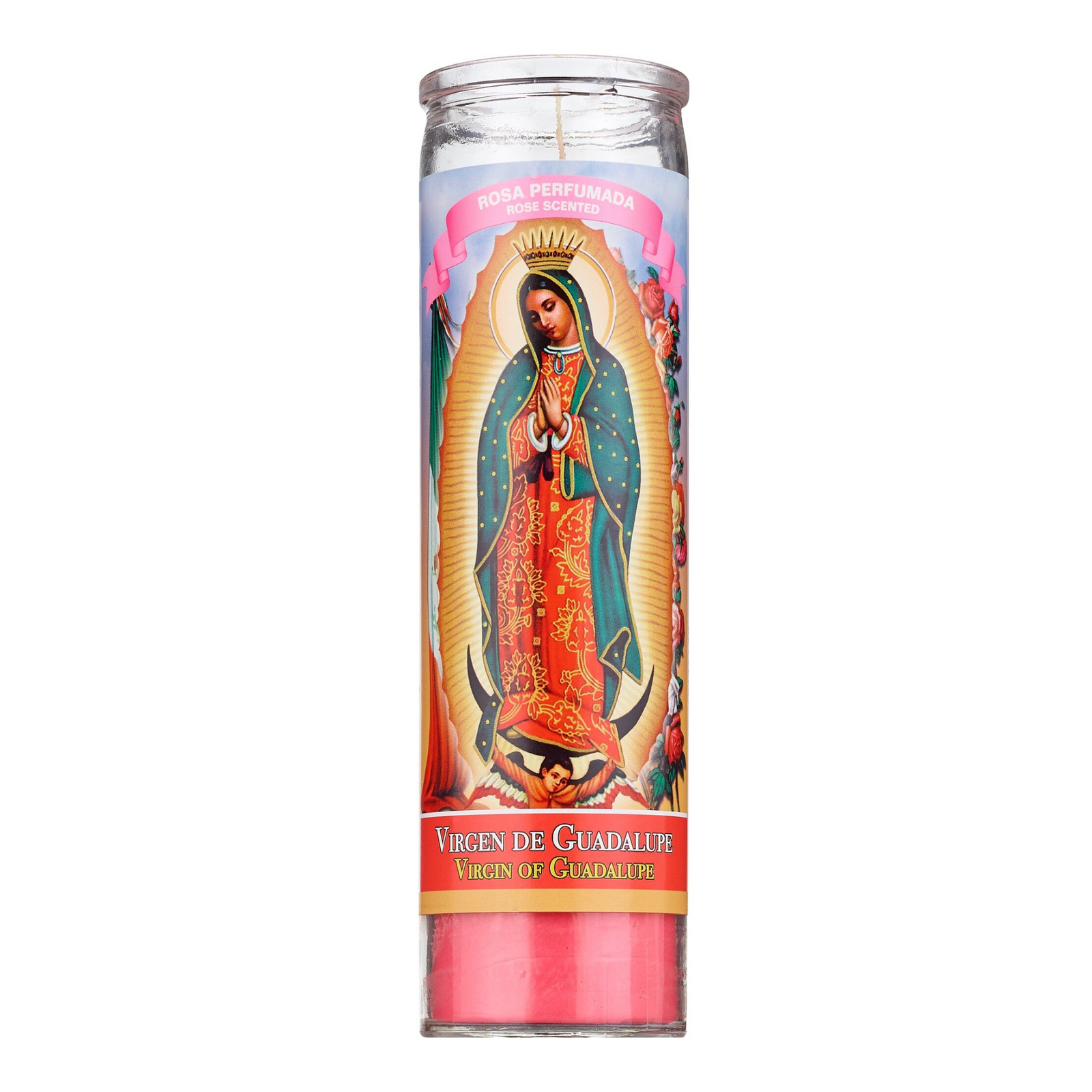 Religious Candle Virgen De Gualupe (Pink) 12/1ct