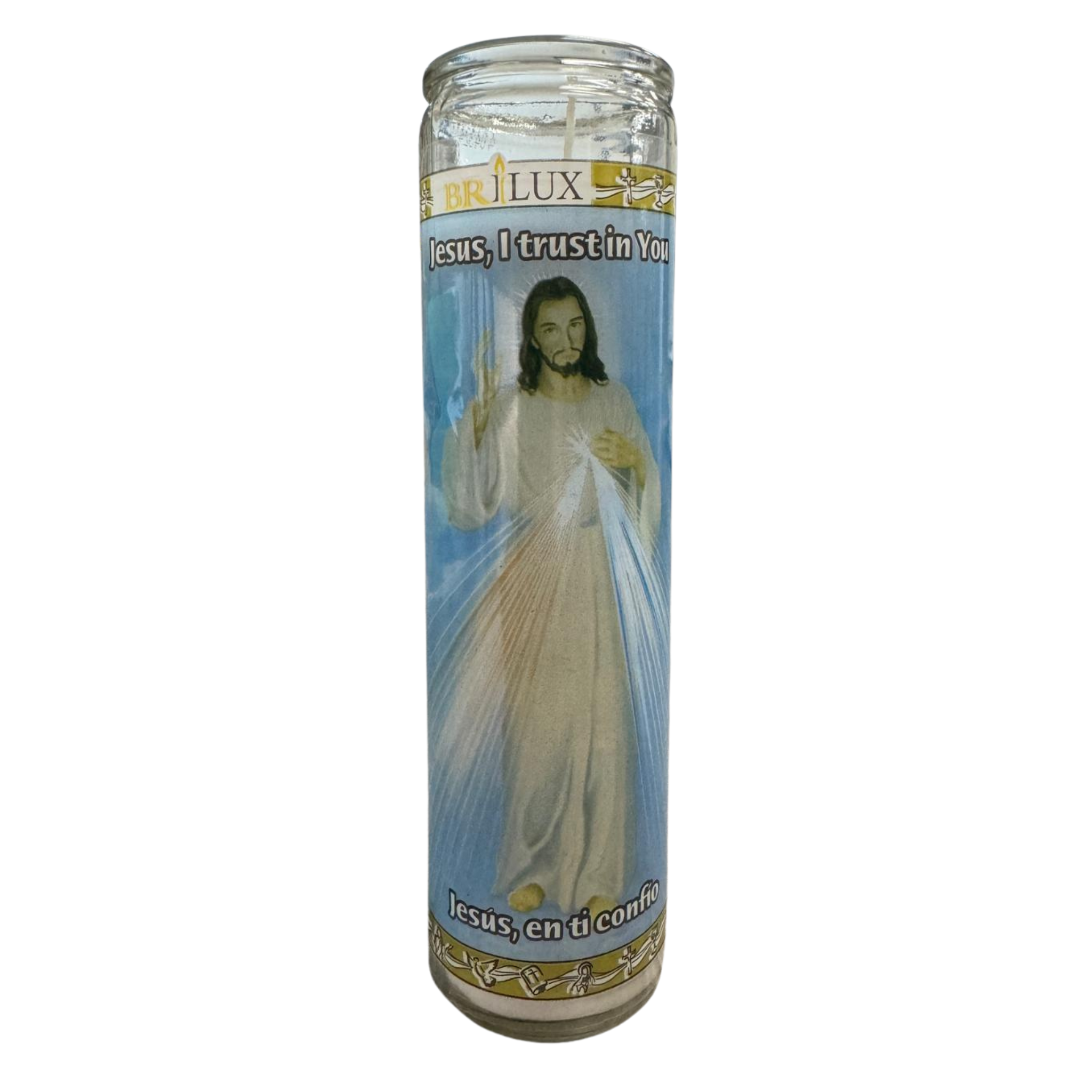 Religious Candle Jesus En Ti Confio 12/1ct