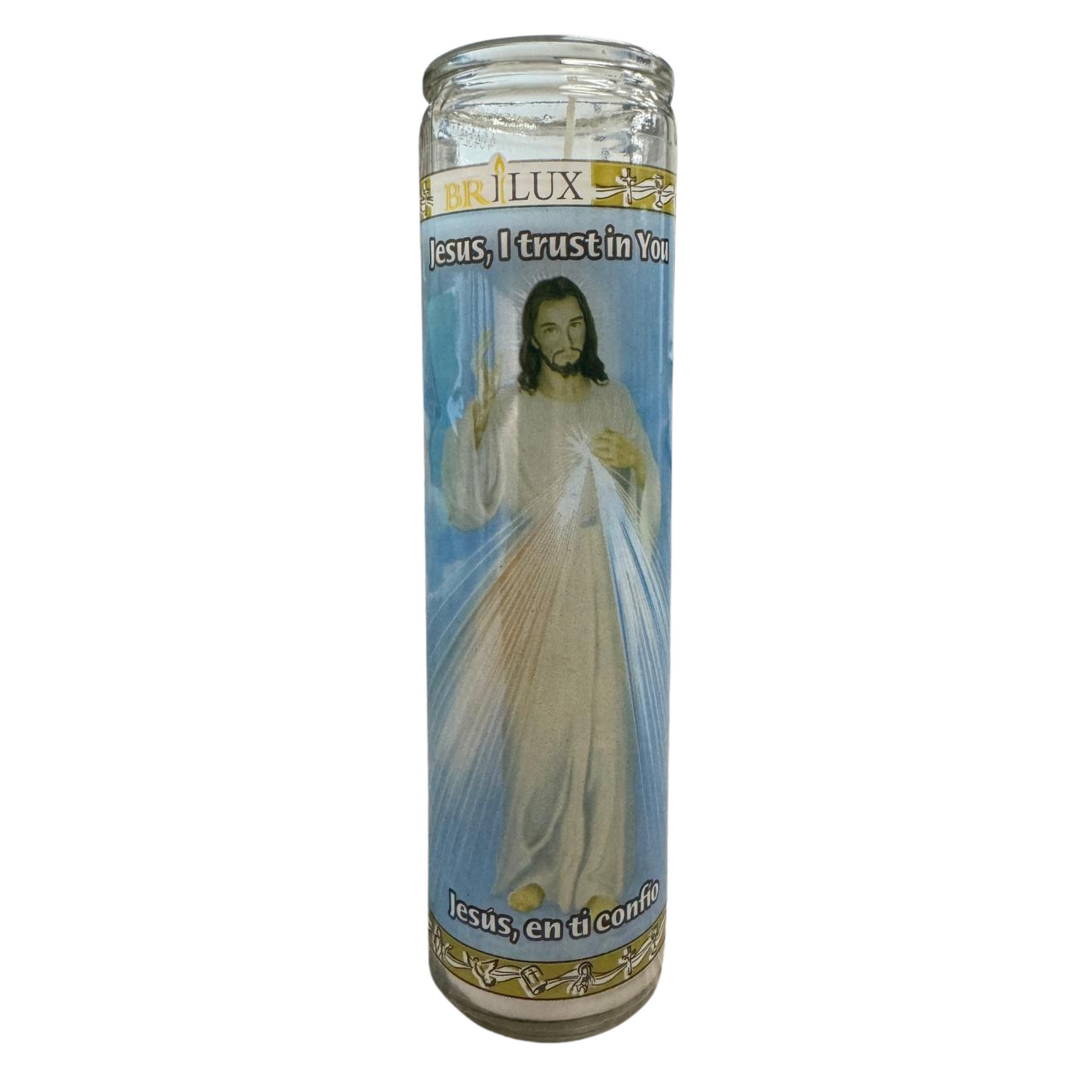 Religious Candle Jesus En Ti Confio 12/1ct