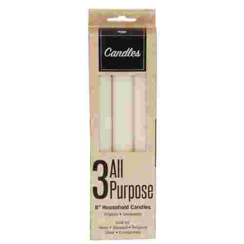 Household Candles 8" 12/3ct